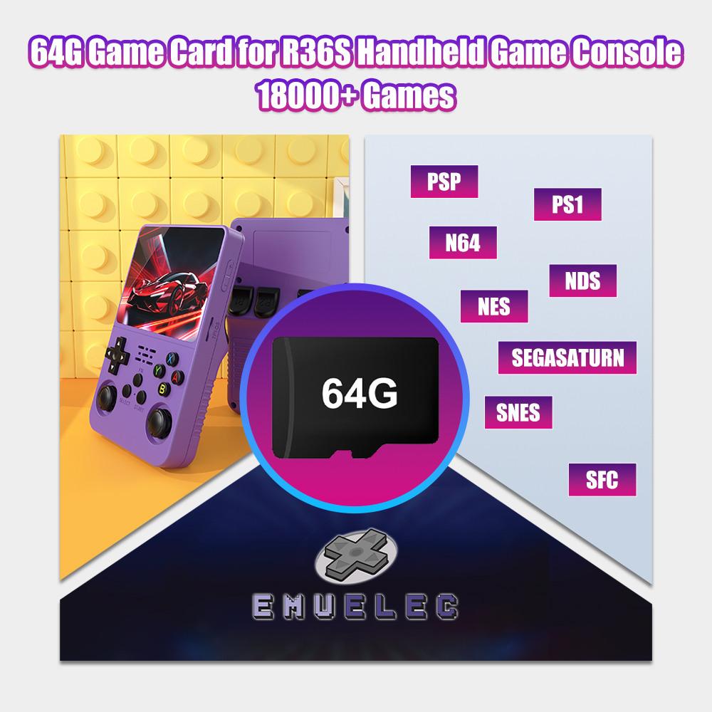Retro Handheld Game Console R36S - Scheda TF di gioco 64G per